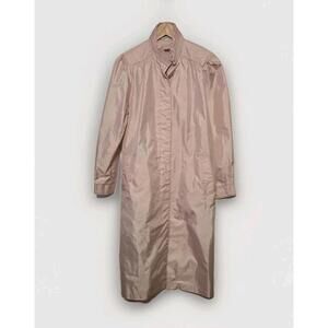 VTG Alorna Dusty Rose Rain Trench Coat Sz 11/12 Shoulder Pads Made In Hong Kong